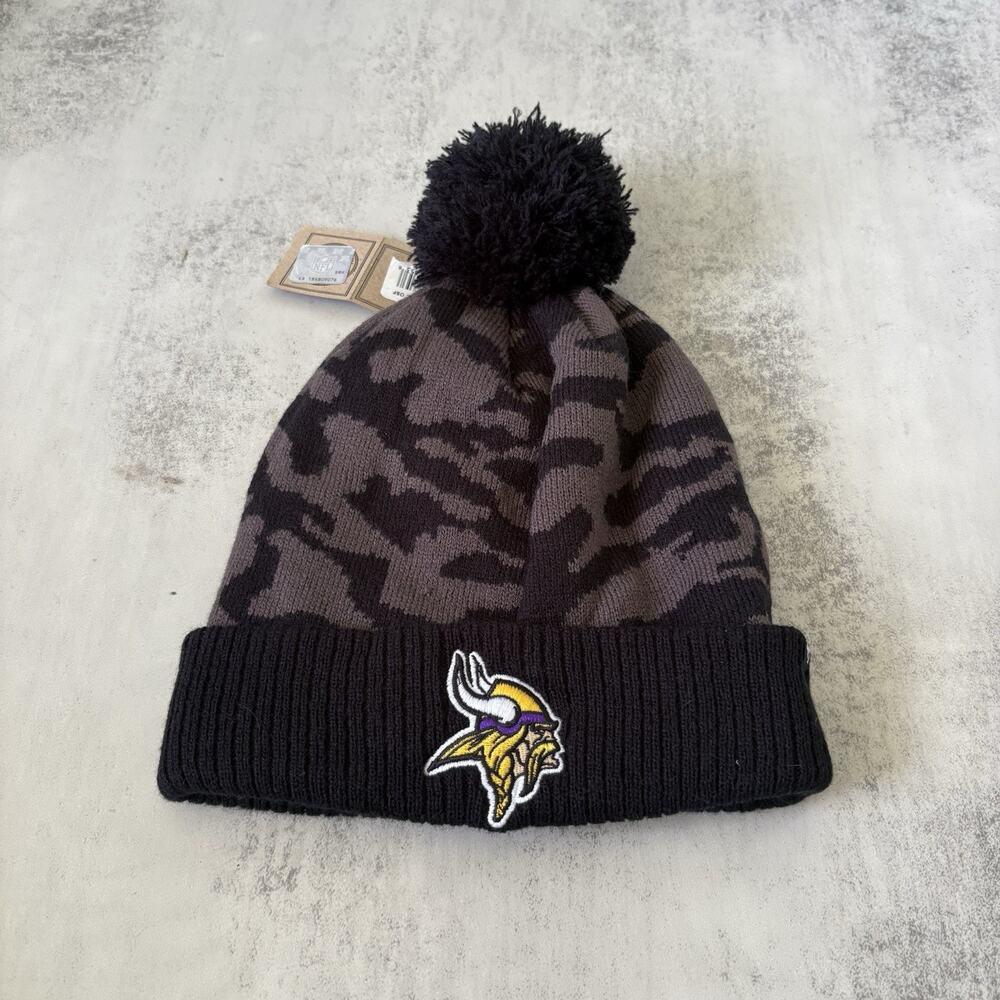 Minnesota Vikings Black Camouflage Beanie Gray ‘47 Brand Hat Winter Cap NWT